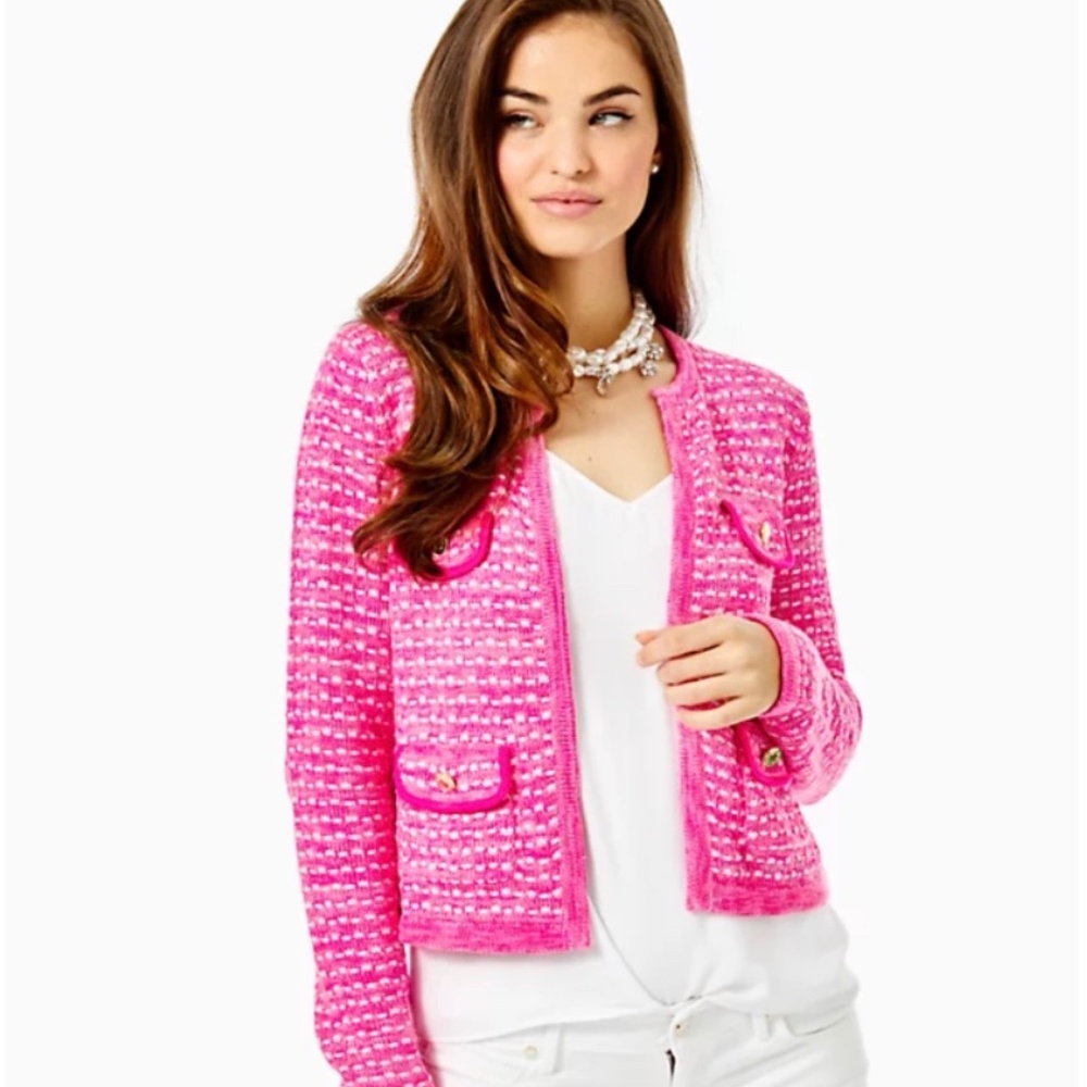 Lilly Pulitzer Kienna Cardigan - Pink Tango L